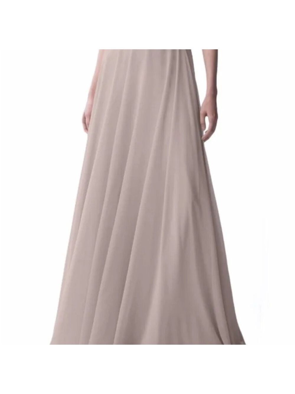 Jenny Yoo BHLDN Hampton Chiffon Maxi Skirt Taupe Beige Double Lined Zipper Hook